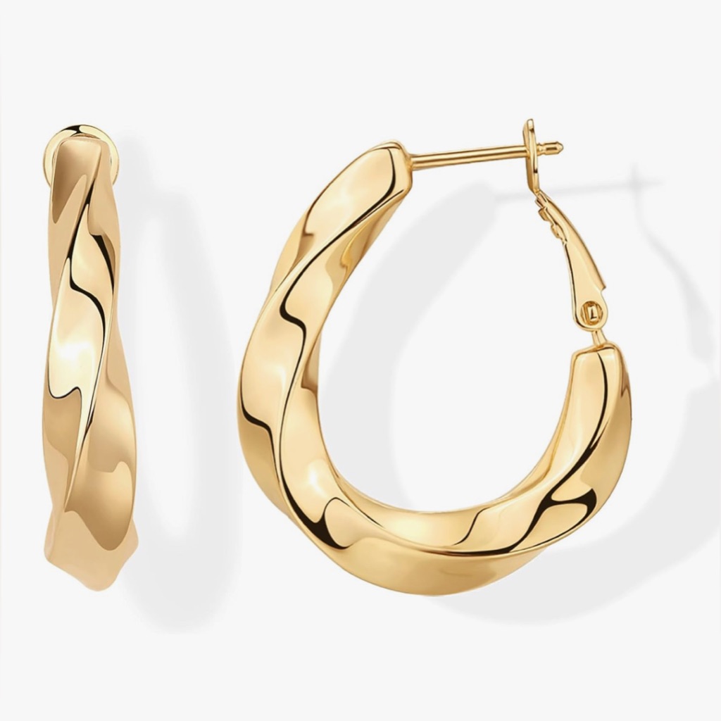 Gorgeous Rare Neiman Marcus 1kt Vermeil Twist Hoop Earrings